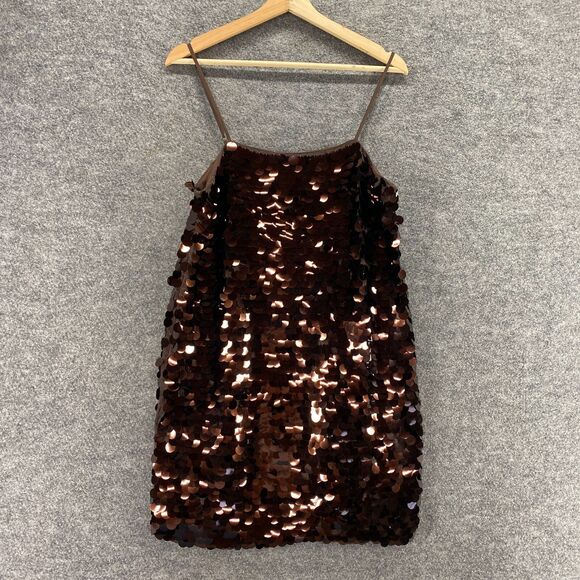 A New Day Dresses & Skirts - New A New Day Dress Women M Medium Brown Shift Short Sequin Sleeveless Lined